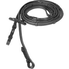 Läder Tyglar Horze Soft Grip gummityglar med stoppar Black P unisex