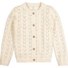 White Cardigans Children's Clothing Cotton Openwork Knit Cardigan with Button Fastening Ivory 10Y 138CM