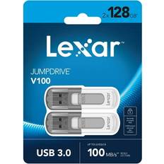 LEXAR 128 GB USB Flash Drives LEXAR JumpDrive V100 USB 3.0 Flash-Laufwerk, 128 GB, Grau, 2er-Pack LJDV100128G-B2HNU