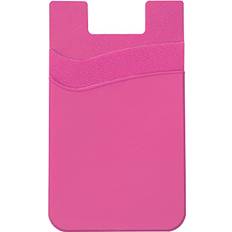 Pouches Silicone Phone Card Holder Double Slot Pocket, Stick On Wallet, Adhesive Credit Card Pouch, Compatible with iPhone & Samsung Galaxy Light Pink