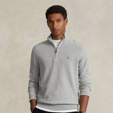 Men - Mesh Sweaters Polo Ralph Lauren Mesh-Knit Cotton Quarter-Zip Sweater in Andover Heather