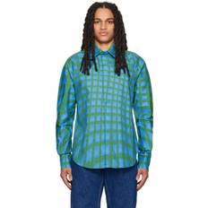 Bianca Saunders Blue Lamont Shirt BLUE/GREEN GRID PRIN