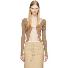 Nylon Cardigans Jacquemus Brown Le Chouchou 'La Maille Pralu Longue' Cardigan 811 Light Brown FR