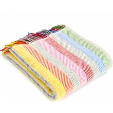 Stripes Blankets Pure New Wool British Rainbow Stripe 150x183cm Blankets Grey