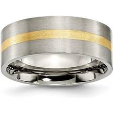 Men - Yellow Rings Chisel TB218-10.5 mm Titanium Flat & 14K Yellow Gold Inlay Brushed Band