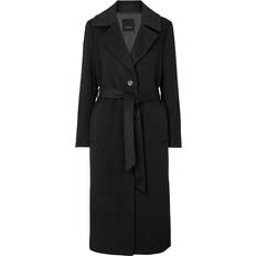 Kasjmir Klær Sand Copenhagen Cashmere Coat W Clareta Belt Long, Ebony Black Pasform: Regular Fit