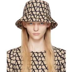 Seide Kopfbedeckungen Valentino Garavani Beige Toile Iconographe Bucket Hat E21 Black/Beige