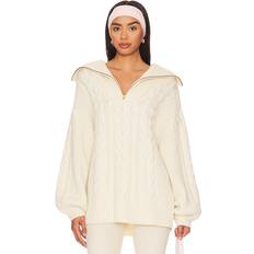 Cashmere Tops Varley Daria Half Zip Knit Sweater in White Winter White