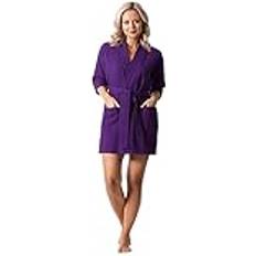 Linen Robes Damen knielang Waffel Weave Kimono Bademantel Kurz Spa Robe, violett, Einheitsgröße