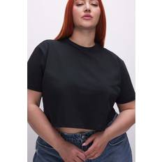 Good American T-shirts Good American Women's Cotton Cropped T-Shirt Black, by Khloé Kardashian