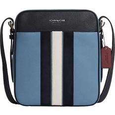 Coach Suede Crossbody Bags Coach Men's Hudson Crossbody 21 Bag Pebble Leather/Suede Varsity Stripe Indigo/Midnight Multi