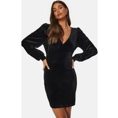 Svarte Kjoler Only Smooth L/S V-Neck Dress Black