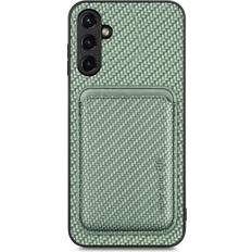 Skalo Samsung A14 4G/5G Carbon Fiber Cover med kortholder Grøn