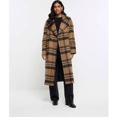 Geruit Jassen River Island Tussenmantel - Bruin/Zwart