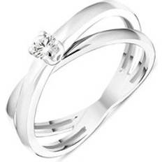 Anelli Bloch 18ct White Gold Diamond Cross Over Solitaire Ring