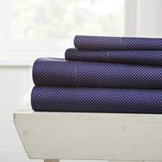 Becky Cameron Linen Market 4 Piece Full Bedding Set Navy Blue Hearts Bed Sheet Blue