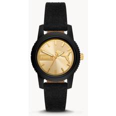 Puma Watches Puma NWT P1075 Ultrafresh Three-Hand Black Suede Leather