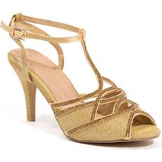 Sandals Lady Couture Lady Couture Glitter Sandal Women's Gold Heels T-Strap