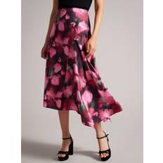 Ted Baker Röcke Ted Baker Womens Black Lizziee Floral-print Satin Midi Skirt