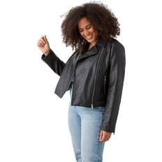 Leather Imitation Jackets Dorothy Perkins Women's Womens/Ladies Faux Leather Plus Biker Jacket Black