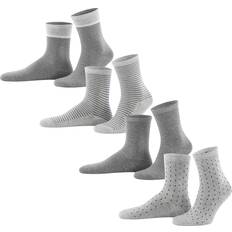 One Size Socks DIM Women's Style Cotton X4 Socks, Gray, ONE Pack of 4