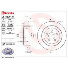 Frenate a Attrito Brembo 08.B529.11 Disco Freno 316 12 5 Pieno Rivestito JEEP Cherokee IV DODGE Nitro SUV