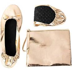 Pink Ballerinas Rose Cheeks Nude Foldable Ballet Flats for Women, 7-8