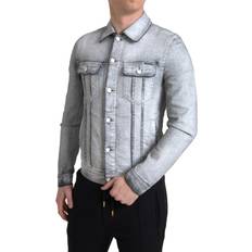 Dolce & Gabbana Gray Jackets Dolce & Gabbana Gray Washed Cotton Stretch Denim Men Jacket IT48