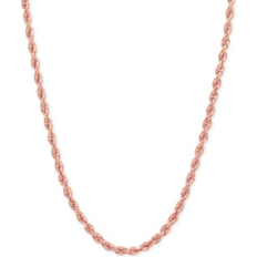 Macy's 14k Rose Gold Diamond-Cut Rope Chain 20" Necklace 2-1/2mm Rose Gold Rose Gold