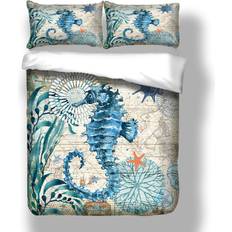 Ancoree Hippocampus, Single Turtles /Whale/Dolphines/Octopus Pattern Girls,Marine Animals Duvet Cover Set