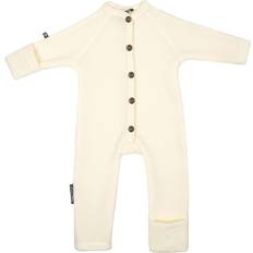 56/62 Jumpsuits Børnetøj Smallstuff Uld Heldragt med Knapper - Off White