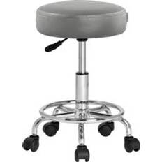 Taburet Med Hjul Imiteret Læder 360°
