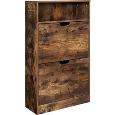 Vasagle Hallway Furniture & Accessories Vasagle Cabinet with 2 Flaps Rustic Brown 3 Tier Shoe Rack