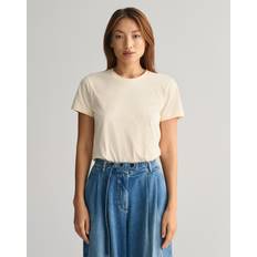 Gant Dame T-skjorter Gant Regular Tonal Shield SS T-Shirt - Linen