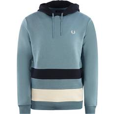 Fred Perry Hoodies Jumpers Fred Perry Colour Block Ash Blue Hoodie