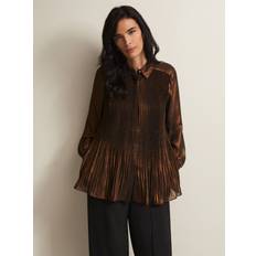 Bronze Blouses Phase Eight Faye Pleated Blouse, Bronze