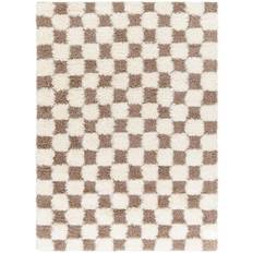 Tufted Carpets Artistic Weavers Shaggy Modern Plush Pile Checkered Area Rug 160cm x 220cm Brown