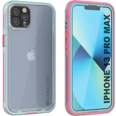 Punkcase iPhone 13 Pro Max Waterproof Case [Aqua Series] Armor Cover [Clear Pink] [Clear Back]