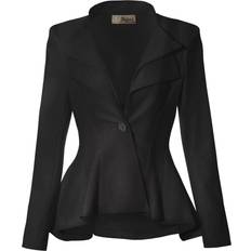 Women Blazers Hybrid & Company Women Double Notch Lapel Office Blazer JK43864 1073T Black