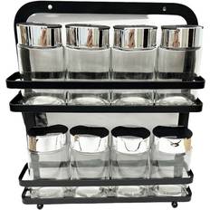 Spice Racks Apollo Black iron spice rack with 8 jars