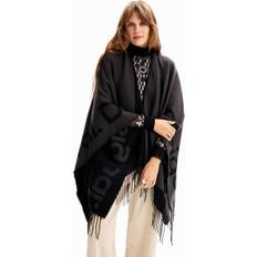 Women Capes & Ponchos Desigual Women's Poncho_Logo Paris, Black, One