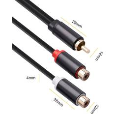 Tomtop Jms 0.3m RCA Speaker Y-Adapter Splitter Cable RCA 1 Male to 2 Female Cable Gold - Black