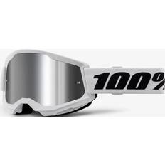 100% Unisex, Sportbrille, STRATA Goggle White Mirror Silver Lens, Silber