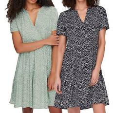 Clothing Only Women's Life S/S THEA Dress NOOS PTM, Chinois Green/AOP:White Leafs