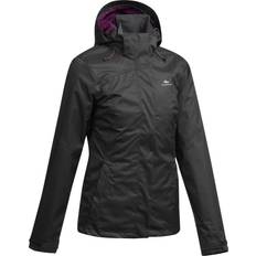 Quechua Wanderjacke Bergwandern MH100 wasserdicht Damen grün schwarz violett