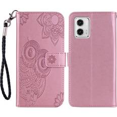 Skalo Motorola Moto G53 5G Mandala Owl Flip Cover Rosa guld