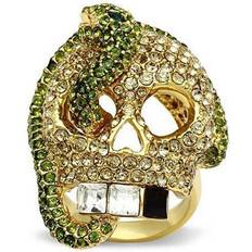 Alamode Jewelry 3W009-10 Gold White Metal Ring with Top Grade Crystal, Multi Color