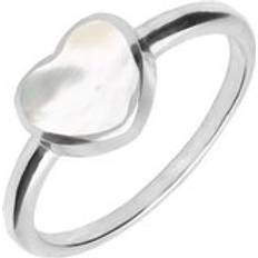 White Rings C. W. Sellors Sterling Silver White Mother of Pearl Single Heart Ring Option1 Value Silver