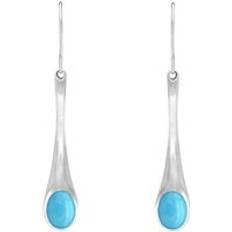 Joyería C. W. Sellors Sterling Silver Turquoise Long Tapered Drop Hook Earrings Silver