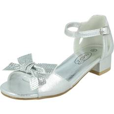 Silver Sandals Spot On Silver, Child Girls Mid Heel Sandals